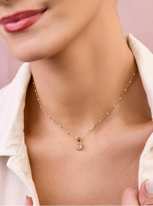 Naszyjnik Kwarc Różowy, złoty S300156Z06