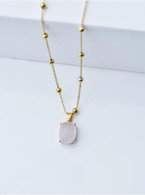 Naszyjnik Kwarc Różowy, złoty S300157Z06