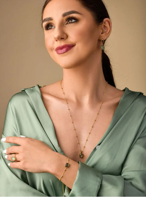 Naszyjnik Zielony Fluoryt, złoty S303528Z00