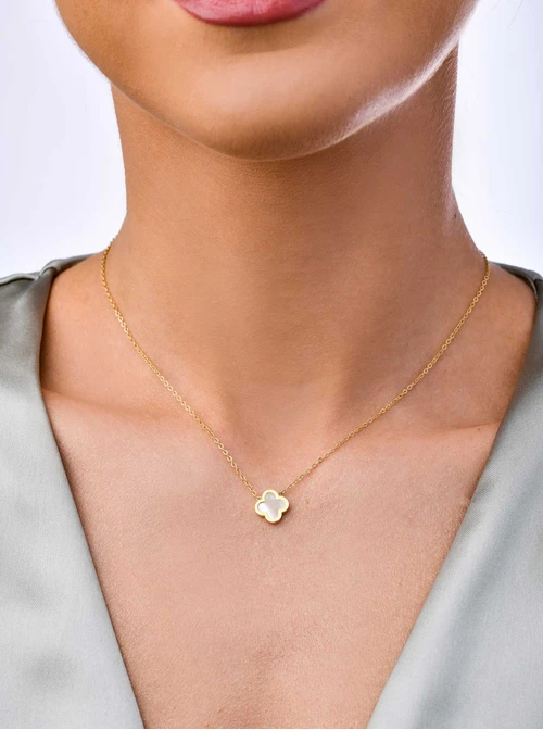 Naszyjnik koniczynka, kolor złoty S300349Z02