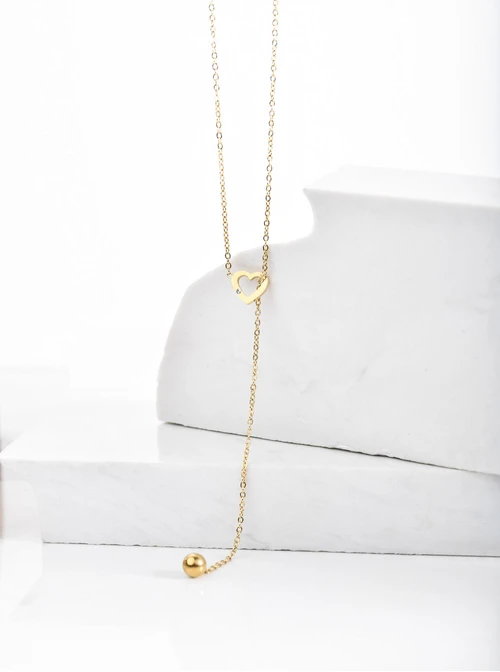 Naszyjnik krawatka, serce, kulka, złoty S300326Z00