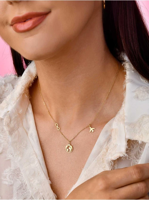 Naszyjnik mapa, nieskończoność, złoty S300277Z00