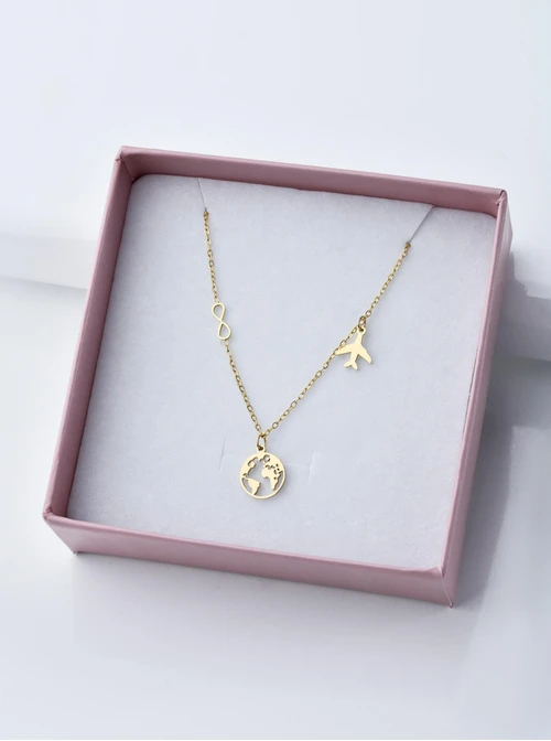 Naszyjnik mapa, nieskończoność, złoty S300277Z00