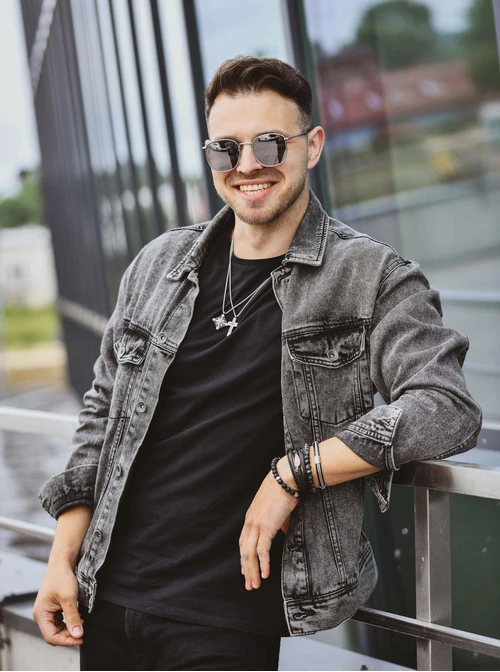 Naszyjnik męski, czarny, srebrny S300254S01