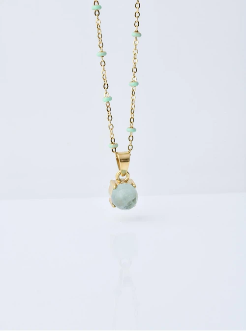 Naszyjnik Zielony Fluoryt, złoty S303515Z00