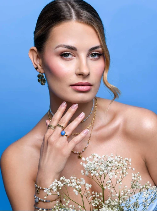 Pierścionek Niebieski Agat S400785Z00