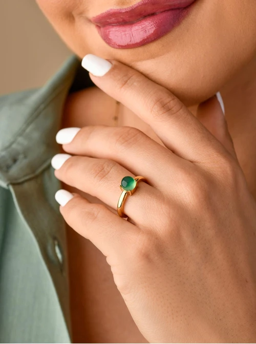 Pierścionek Zielony Agat, S400775Z00