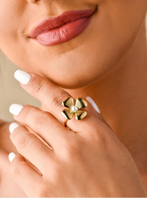 Pierścionek kwiatek, złoty S400754Z00