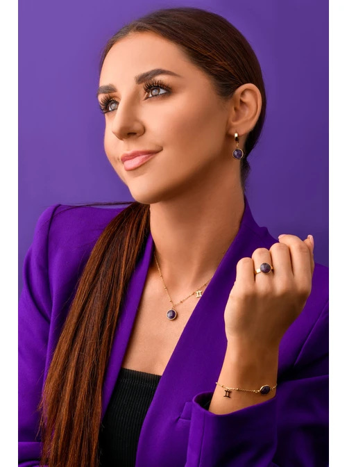 [Zestaw] Kolczyki Bliźnięta, Ametyst, złoty S2V72400-2Z