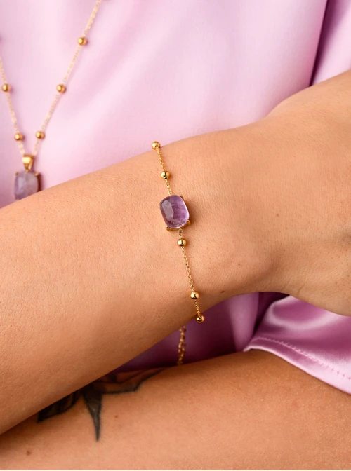 [Zestaw] Naszyjnik Ametyst Lawendowy, złoty S303525Z00