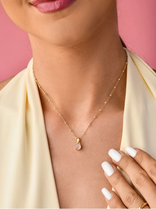 [Zestaw] Naszyjnik Kwarc Różowy, złoty S300156Z06