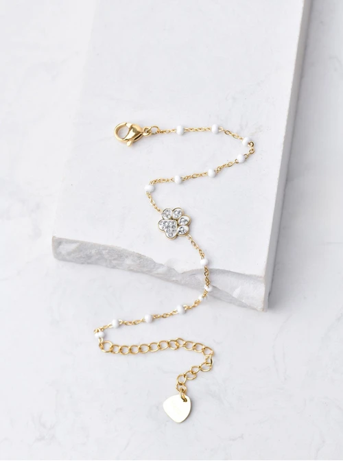 Bransoletka łapa, kryształki, złoty S103876Z02