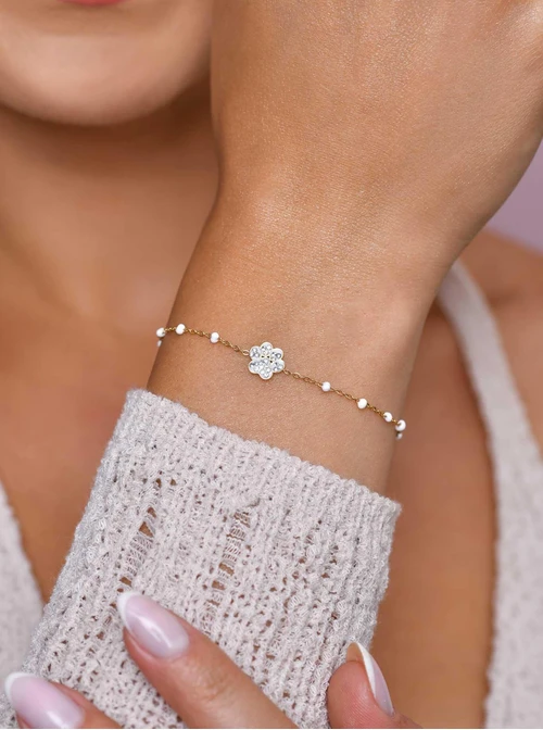 Bransoletka łapa, kryształki, złoty S103876Z02