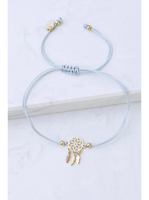 Bransoletka łapacz snów, szary, złoty S100387Z09