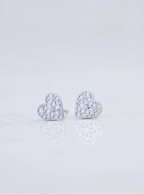 Kolczyki ażurowe serduszka, srebrny S203944S00