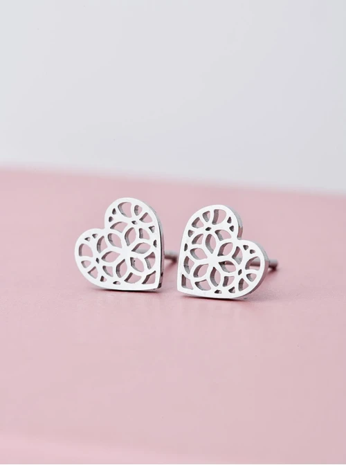 Kolczyki ażurowe serduszka, srebrny S203944S00
