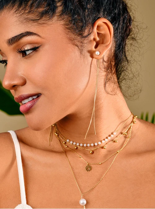 Kolczyki żmijki, perły, złoty S203964Z00