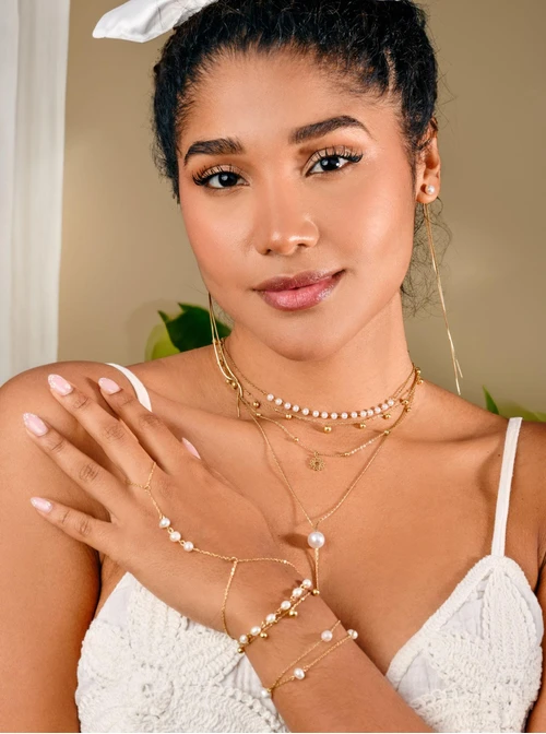 Kolczyki żmijki, perły, złoty S203964Z00