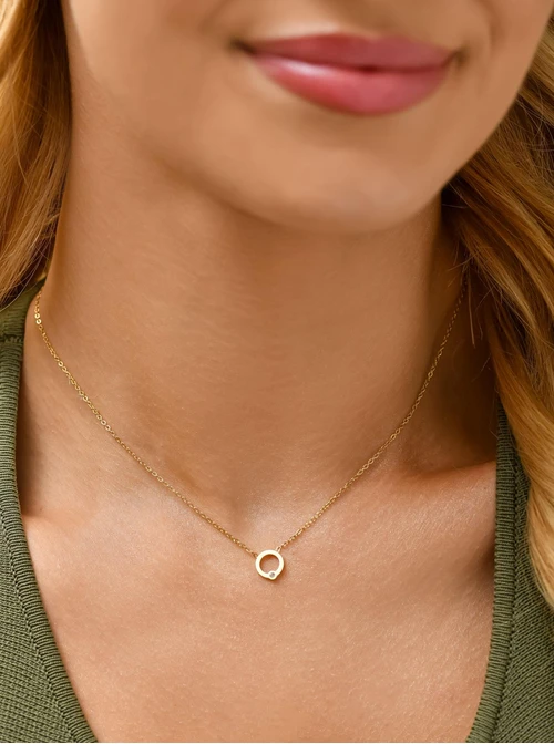 Naszyjnik kółeczko, kryształek, złoty S304003Z00