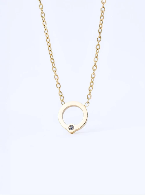 Naszyjnik kółeczko, kryształek, złoty S304003Z00