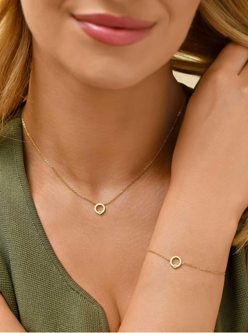 Naszyjnik kółeczko, kryształek, złoty S304003Z00