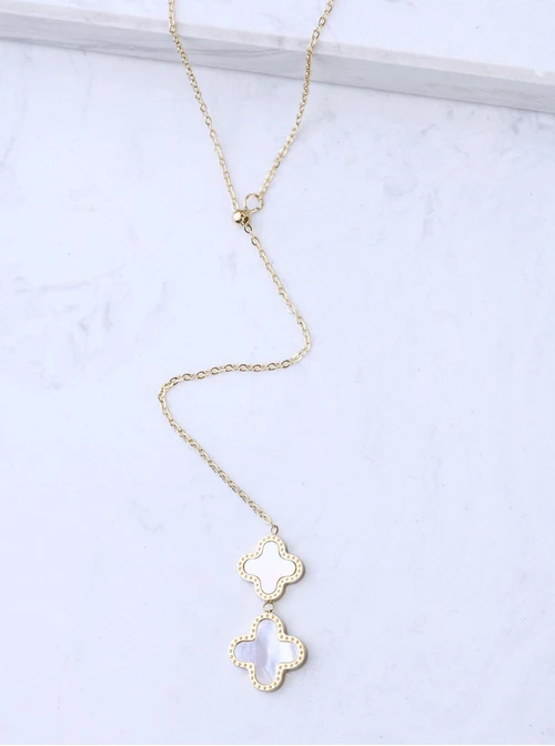 Naszyjnik krawatka, koniczynki, złoty S303493Z02