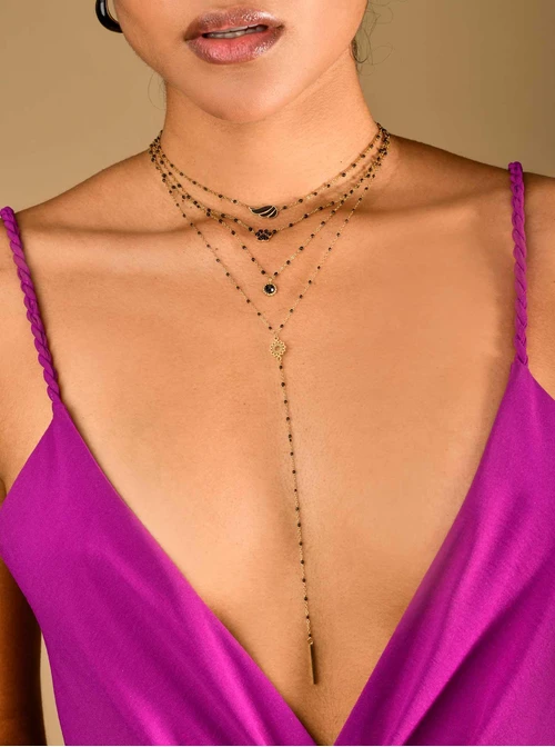 Naszyjnik łapa, czarne kryształki, złoty S303484Z01