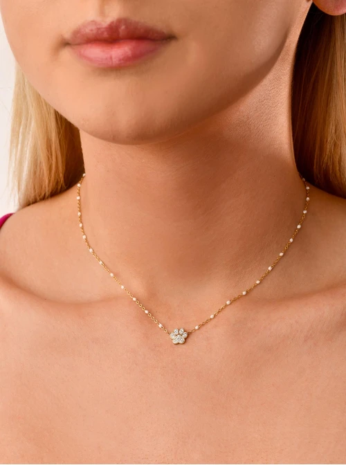 Naszyjnik łapa, kryształki, złoty S303484Z02