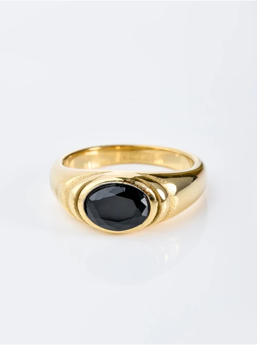 Pierścionek kryształek, czarny, złoty S400759Z01