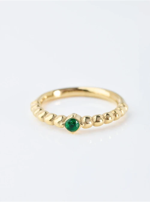 Pierścionek kryształek, zielony, złoty S400034Z05