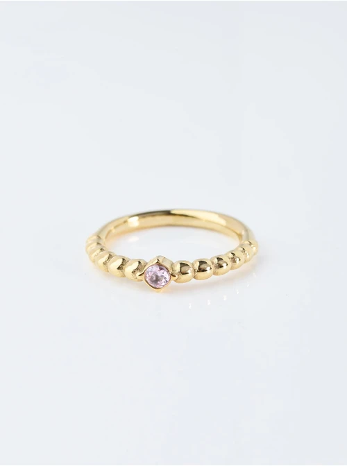 Pierścionek różowy kryształek, złoty S400034Z06