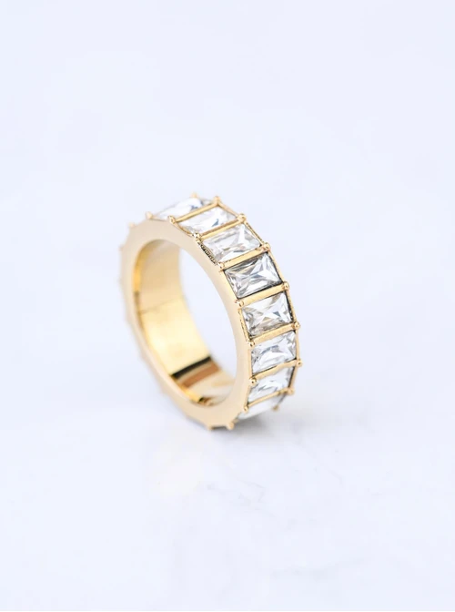 Pierścionek z kryształkami, kolor złoty S400761Z02