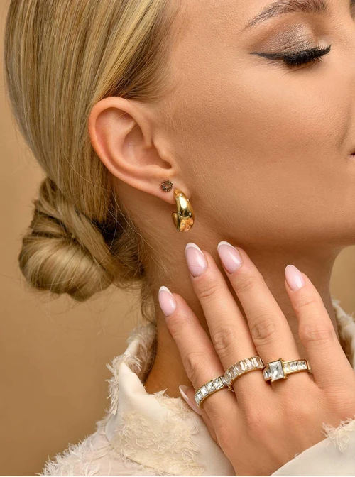 Pierścionek z kryształkami, kolor złoty S400761Z02