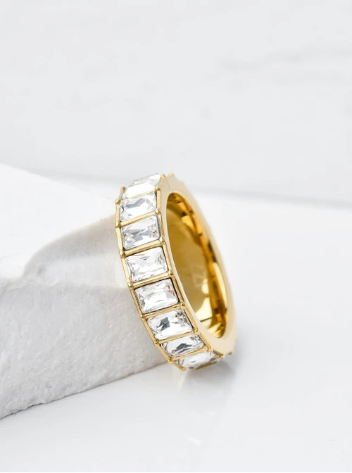 Pierścionek z kryształkami, kolor złoty S400764Z02