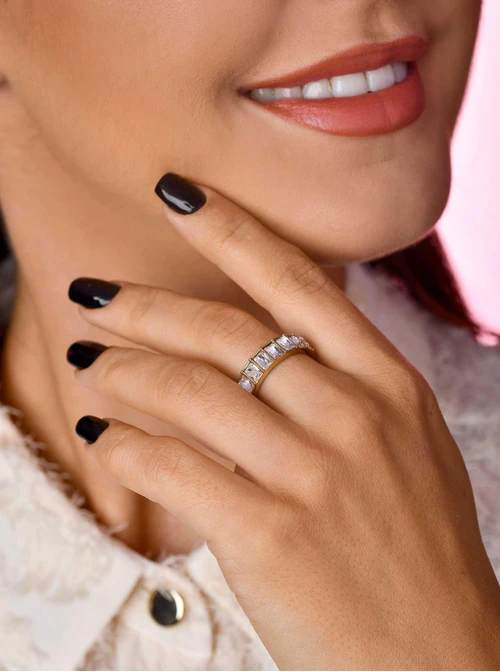 Pierścionek z kryształkami, kolor złoty S400764Z02