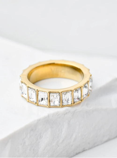 Pierścionek z kryształkami, kolor złoty S400764Z02