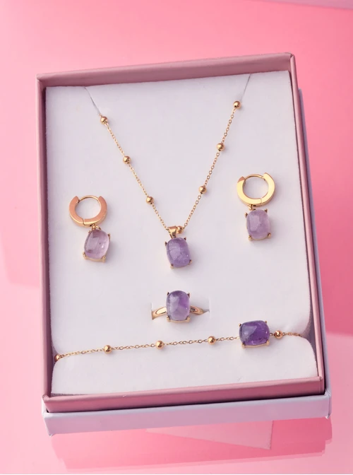 [Zestaw] Naszyjnik Ametyst Lawendowy, złoty S303525Z00