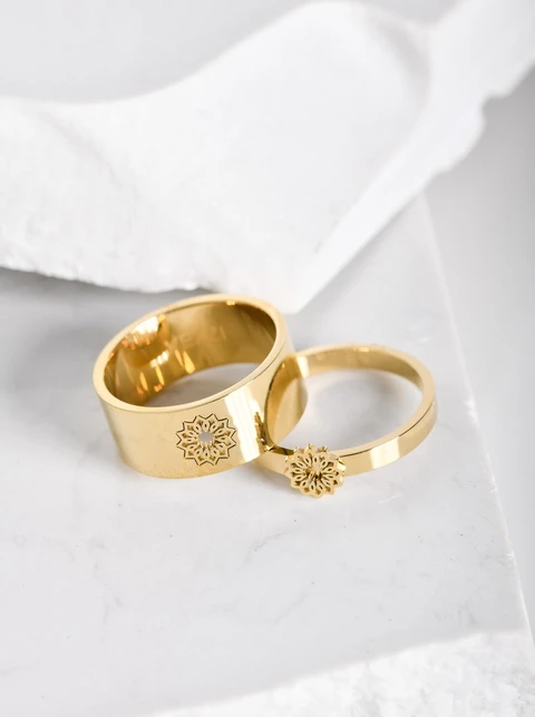 Komplet 2 pierścionków, rozeta Vezzi, złoty  S404176Z00a