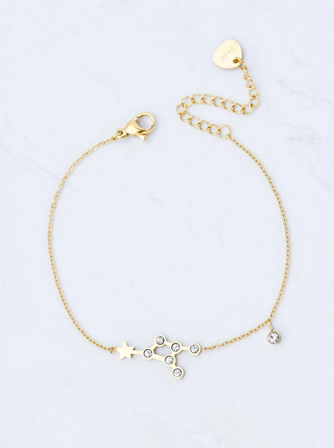 Bransoletka znak zodiaku Koziorożec, stal pozłacana  S103872Z00