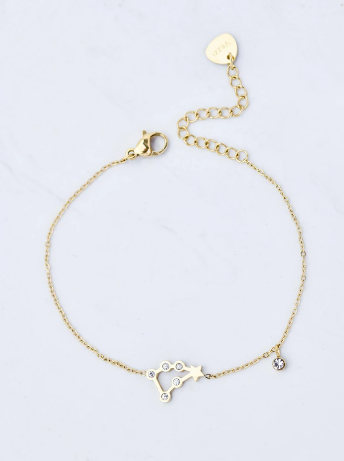 Bransoletka znak zodiaku Lew, stal pozłacana S103863Z00