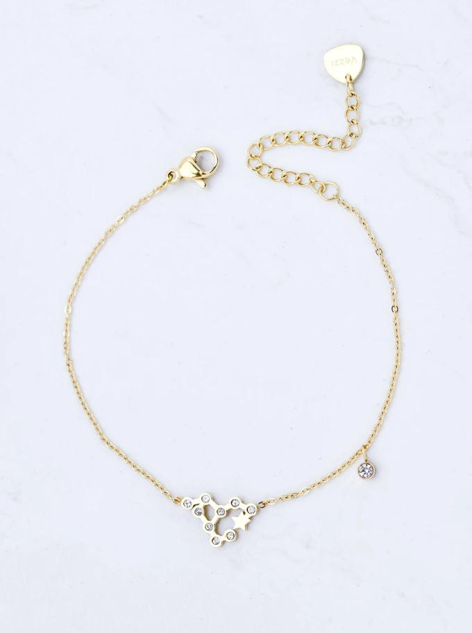 Bransoletka znak zodiaku Ryby, stal pozłacana S103870Z00