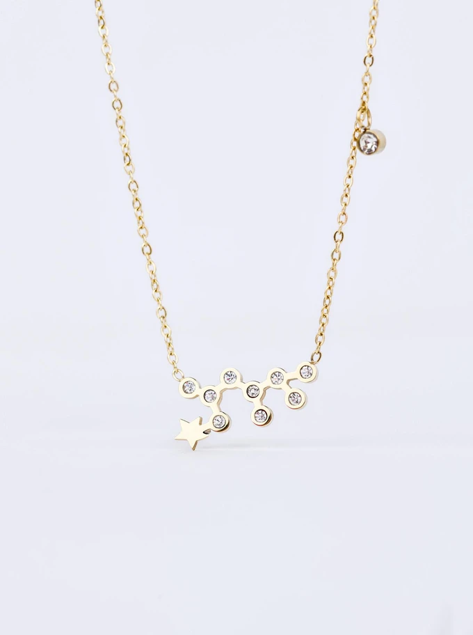 Naszyjnik znak zodiaku Waga, stal pozłacana S303478Z00