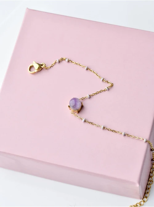 Bransoletka Ametyst Lawendowy, złoty S103907Z00