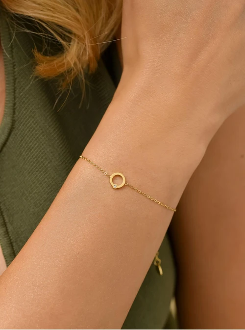 Bransoletka kółeczko, kryształek, zloty S104047Z00