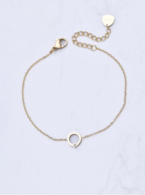 Bransoletka kółeczko, kryształek, zloty S104047Z00