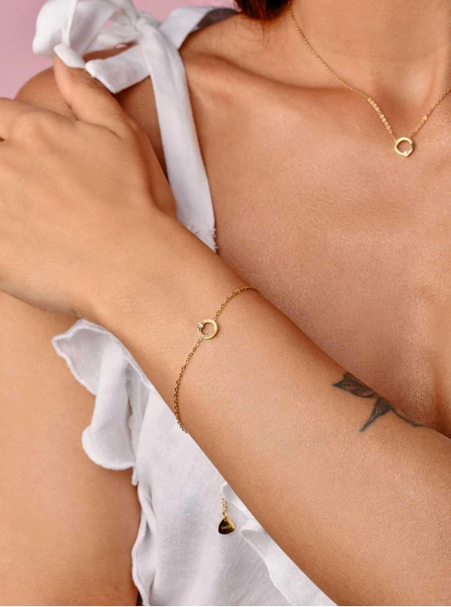 Bransoletka kółeczko, kryształek, zloty S104047Z00