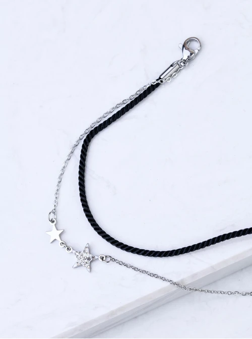 Bransoletka podwójna, gwiazdki, srebrny S104081S01