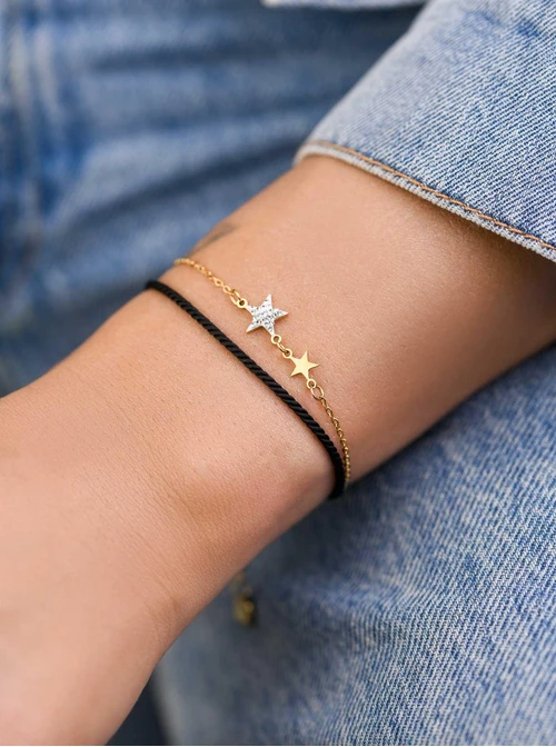Bransoletka podwójna, gwiazdki, złoty S104081Z01