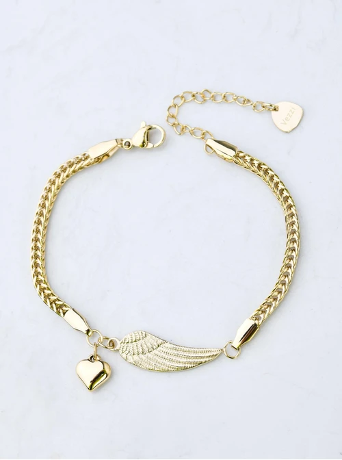 Bransoletka skrzydełko, serduszko, złoty S104071Z00