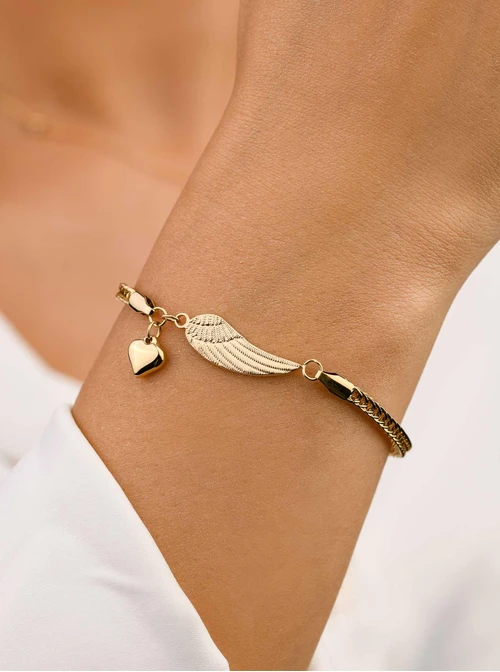 Bransoletka skrzydełko, serduszko, złoty S104071Z00